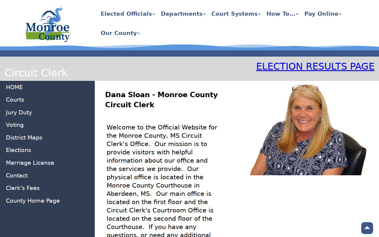 Monroe County Circuit Clerk page for bench warrant court records