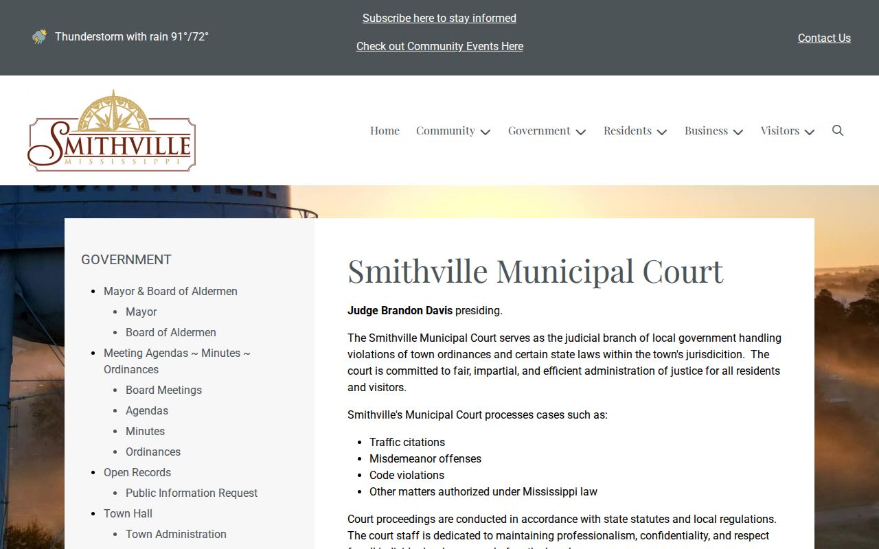 Official Smithville Municipal Court scope and judge information