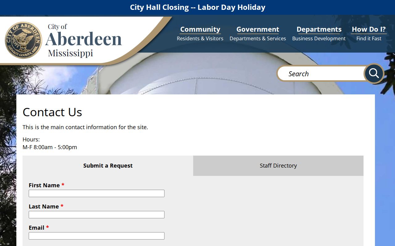 Official Aberdeen municipal clerk and police contact information