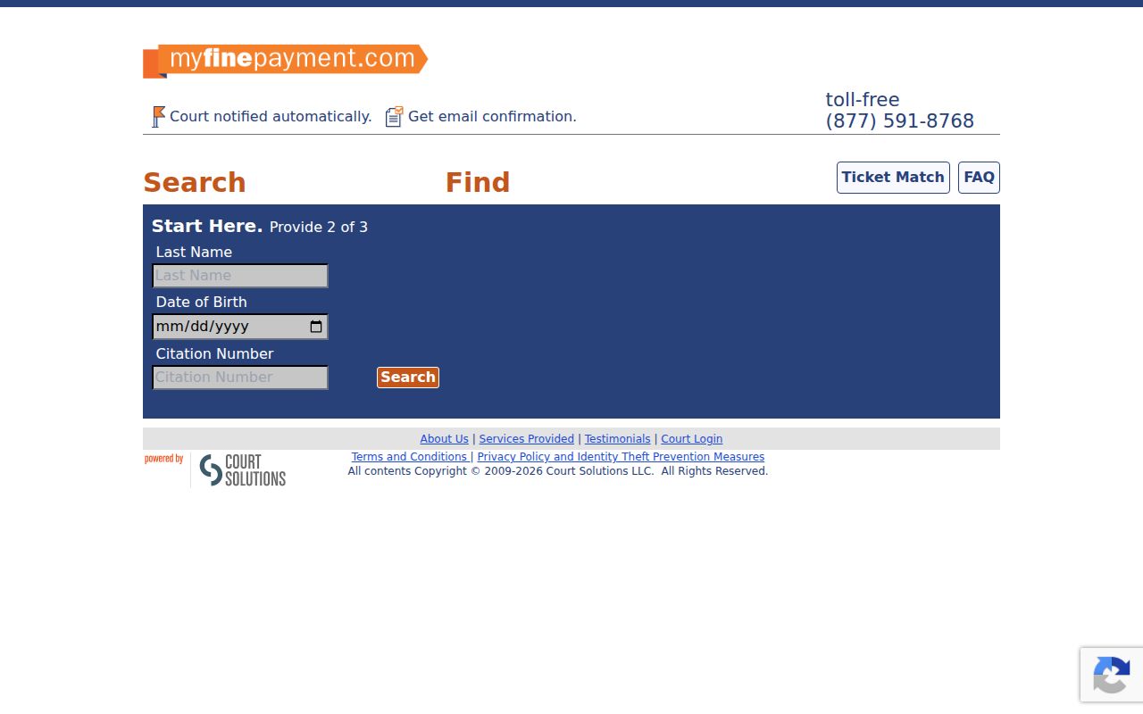 Monroe County Justice Court linked citation and fine lookup